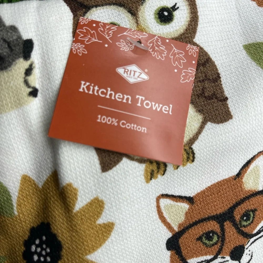 Fall Woodland Animals Kitchen Towel, NWT - Picture 3 of 9